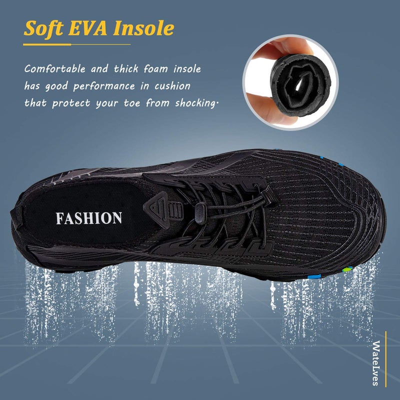 WateLves Water Shoes Mens Womens Beach Swim Shoes Quick-Dry Aqua Socks Pool Shoes for Surf Yoga Water Aerobics (C/Black, 44) - Image 5